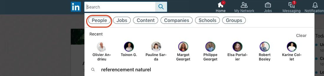 linkedin people search page