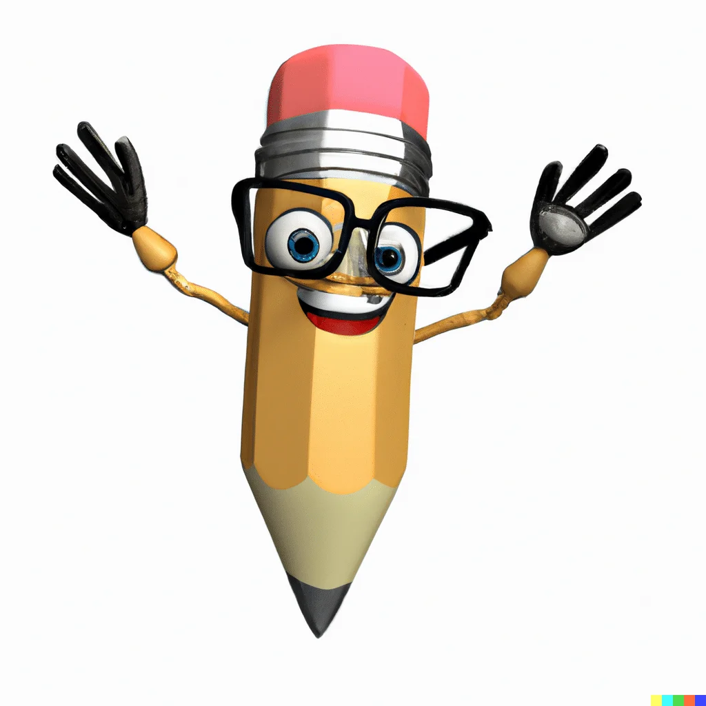 Crayon personnage cartoon enthousiaste