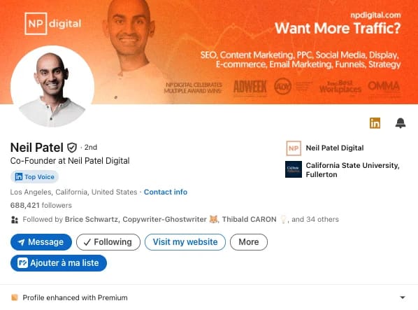 Example of a profile optimized for selling on LinkedIn.
