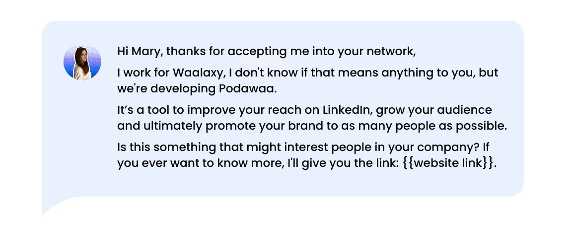 Beispiel für eine LinkedIn-Einführungsnachricht nach einer Verbindungsanfrage