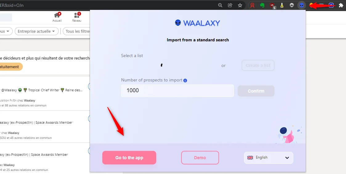 Download your Google Sheet and upload it to Waalaxy