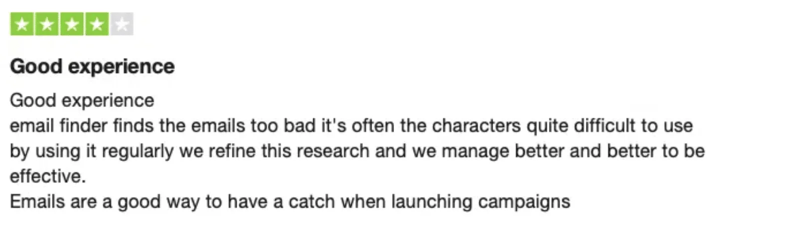 Email finder review 4 stars good experience