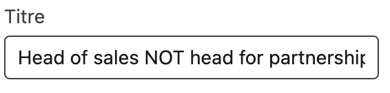 Titre: "Head of sales NOT head for partnership" en blanc sur fond noir.