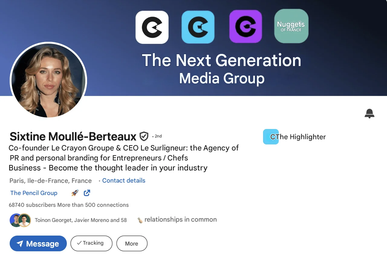 LinkedIn content strategy: example of an optimized LinkedIn profile.