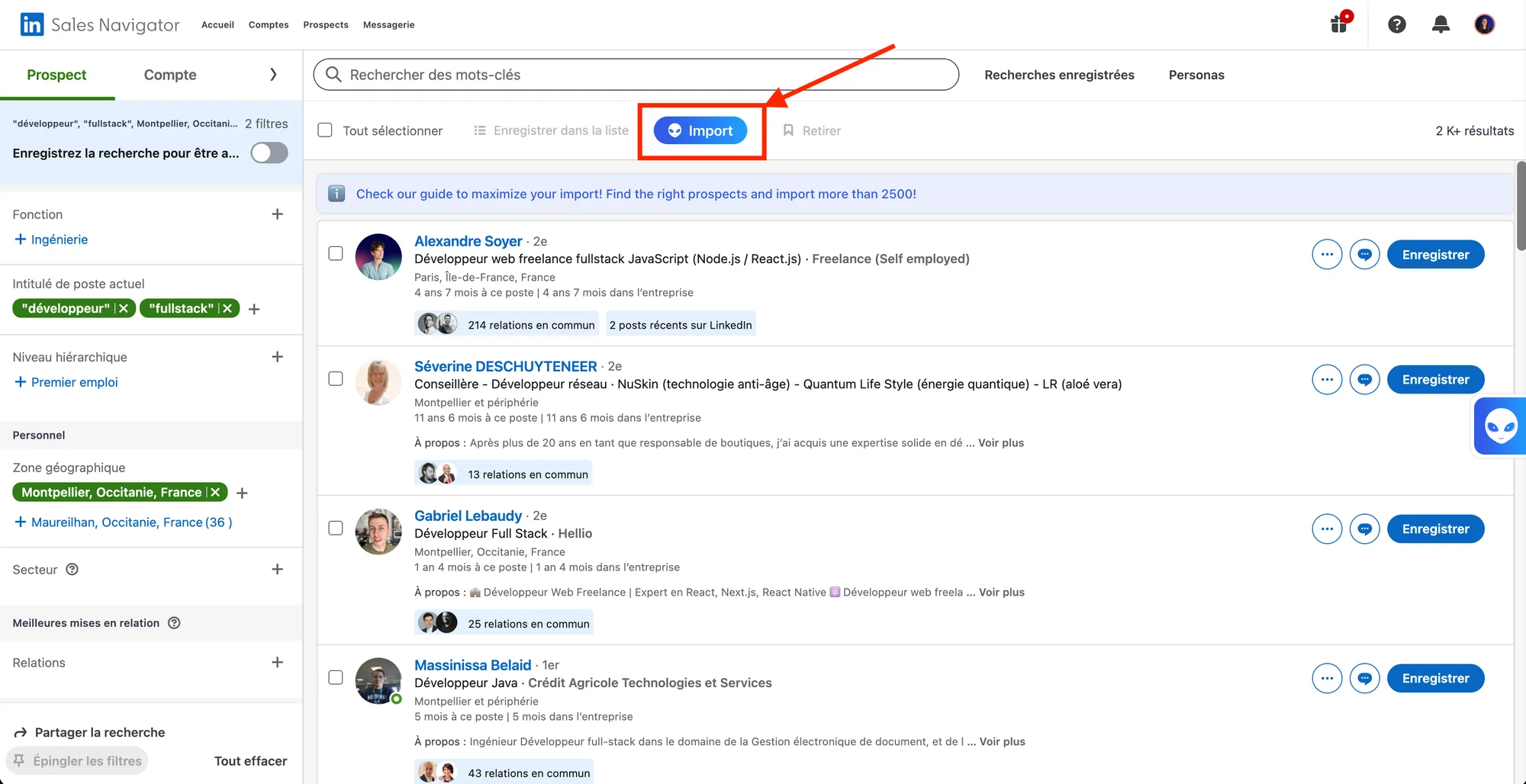 Auto-import Sales Navigator Waalaxy