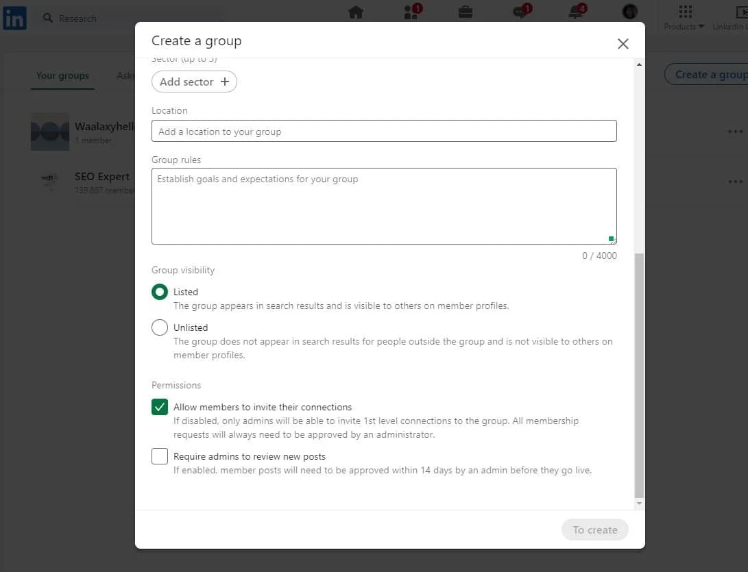 Create a group