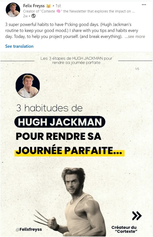 3 habitudes Hugh Jackman journée parfaite